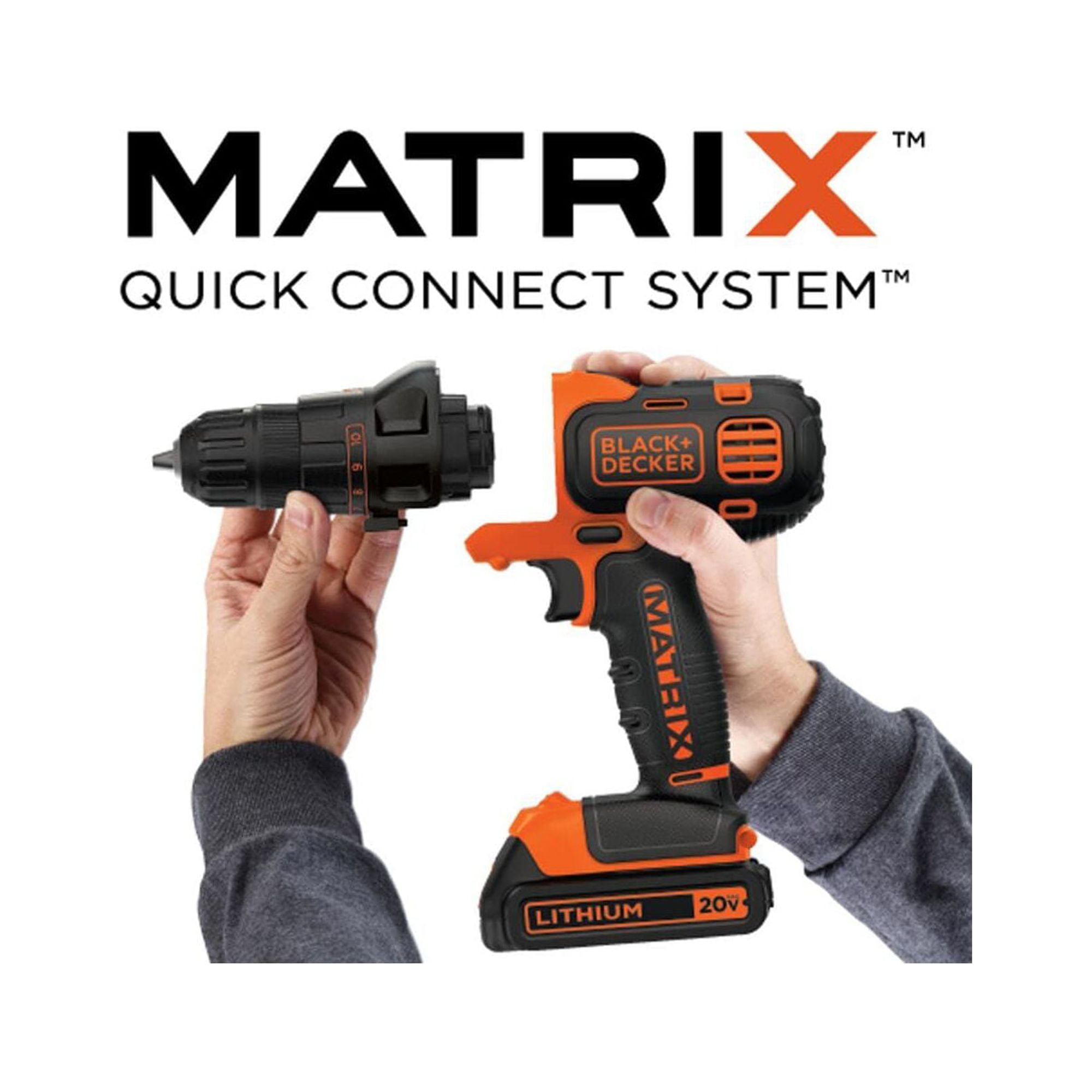  BLACK+DECKER 20V MAX Matrix Cordless Drill/Driver (BDCDMT120C)  & Matrix Jig Saw Attachment For Cordless Drill (BDCMTJS) : Tools & Home  Improvement