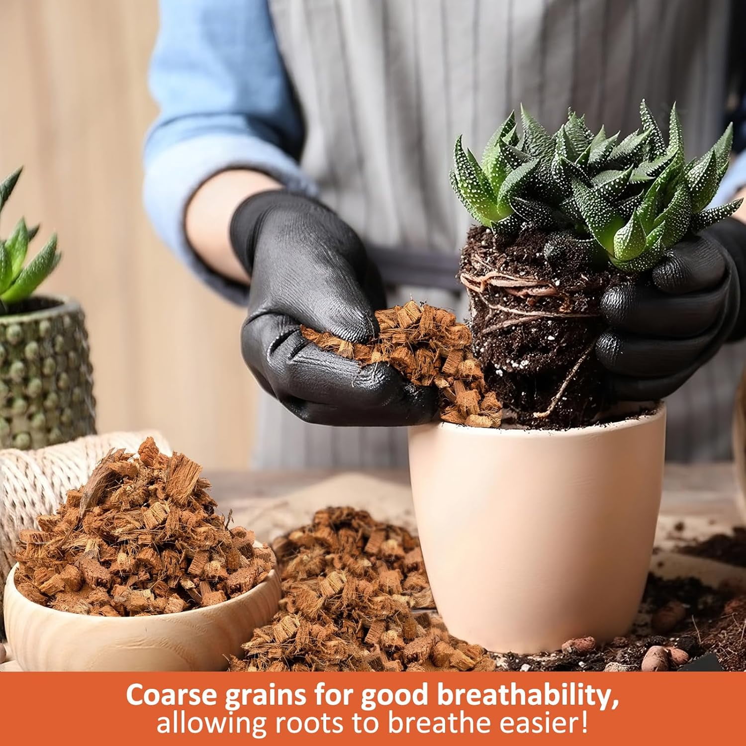 2 Pack Coco Chips Substrate for Plants- 2.2lb 100% Organic Coconut Husk Brick with Low EC and pH Balanced, High Expansion Coconut Substrate Coco Husk Mulch for Garden Flowers, Herbs, Planting