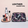 thumbnail image 4 of pink white feathers Makeup Bag, Large Capacity Travel Cosmetic Bag for Women Girls- Travel Toiletry Bag Leather Portable Waterproof Makeup Case Organizer with Handle, 4 of 4