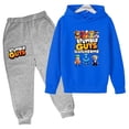 thumbnail image 3 of Conjunto de 2 piezas de sudaderas con capucha y pantalones para niños de 3 a 13 años, ropa para niños y niñas, traje divertido para primavera y otoño, 3 of 5