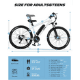 thumbnail image 5 of Qlife Electric Bike for Adults - 21-Speed Mountain Lightweight Ebike with Peak 1000W 25MPH Brushless Motor, 375Wh Removable Battery, 48V 7.8Ah White, 5 of 6
