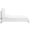 thumbnail image 4 of Platform Bed Frame, Rivet Nailhead, King Size, White, Velvet, Bedroom, Modern Contemporary Boutique HB35501, 4 of 15
