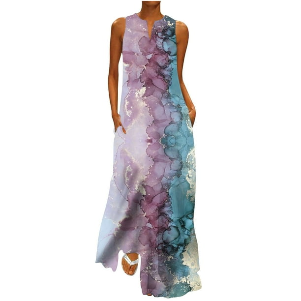 Vestidos Para Mujer Falda Larga Estampado Con Cuello en V Vestido Con Tirantes Estampado Longuette Odeerbi ODB129311