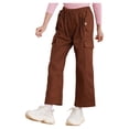 thumbnail image 3 of IEFIEL Girls Casual Jogger Cargo Pants Big Pockets Hip Hop Dance Pants Hiking Climbing Sweatpants,Sizes 6-16 Brown 8, 3 of 7