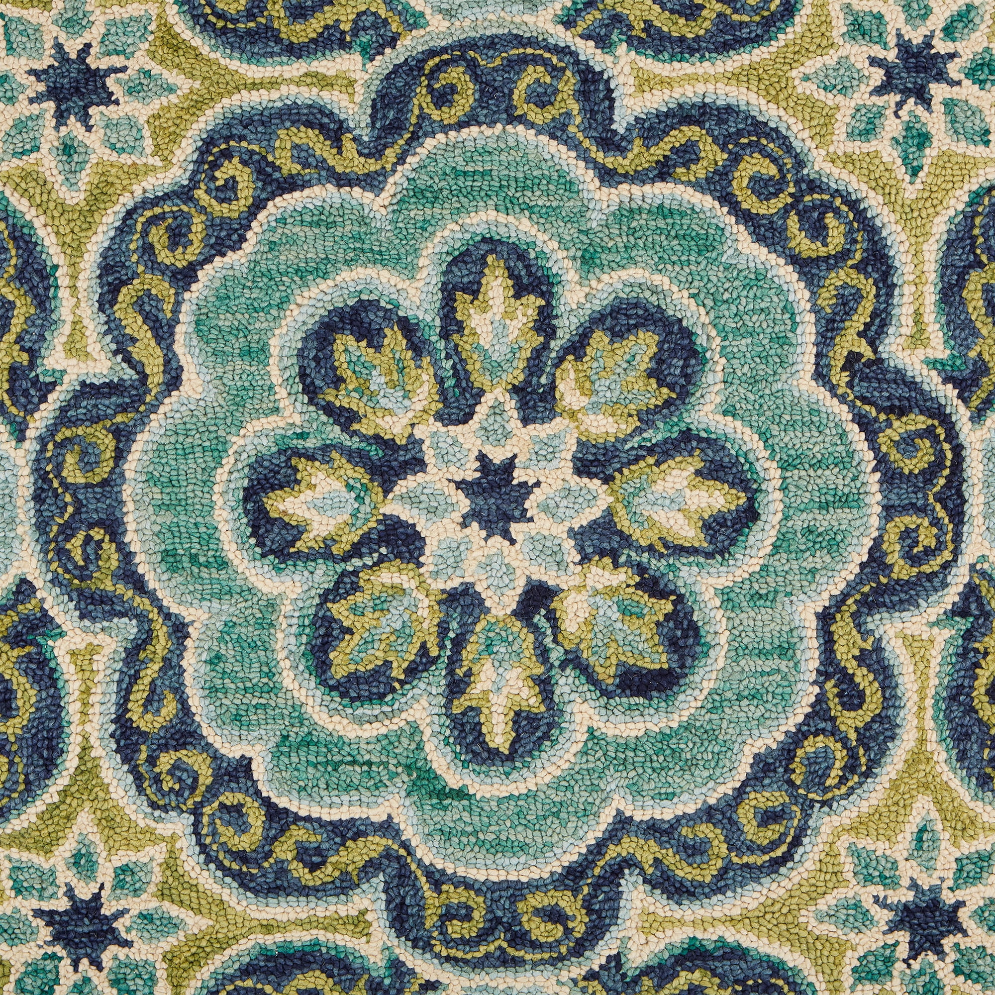 Ox Bay Emily 5' Round Green Floral Medallion Indoor Area Rug