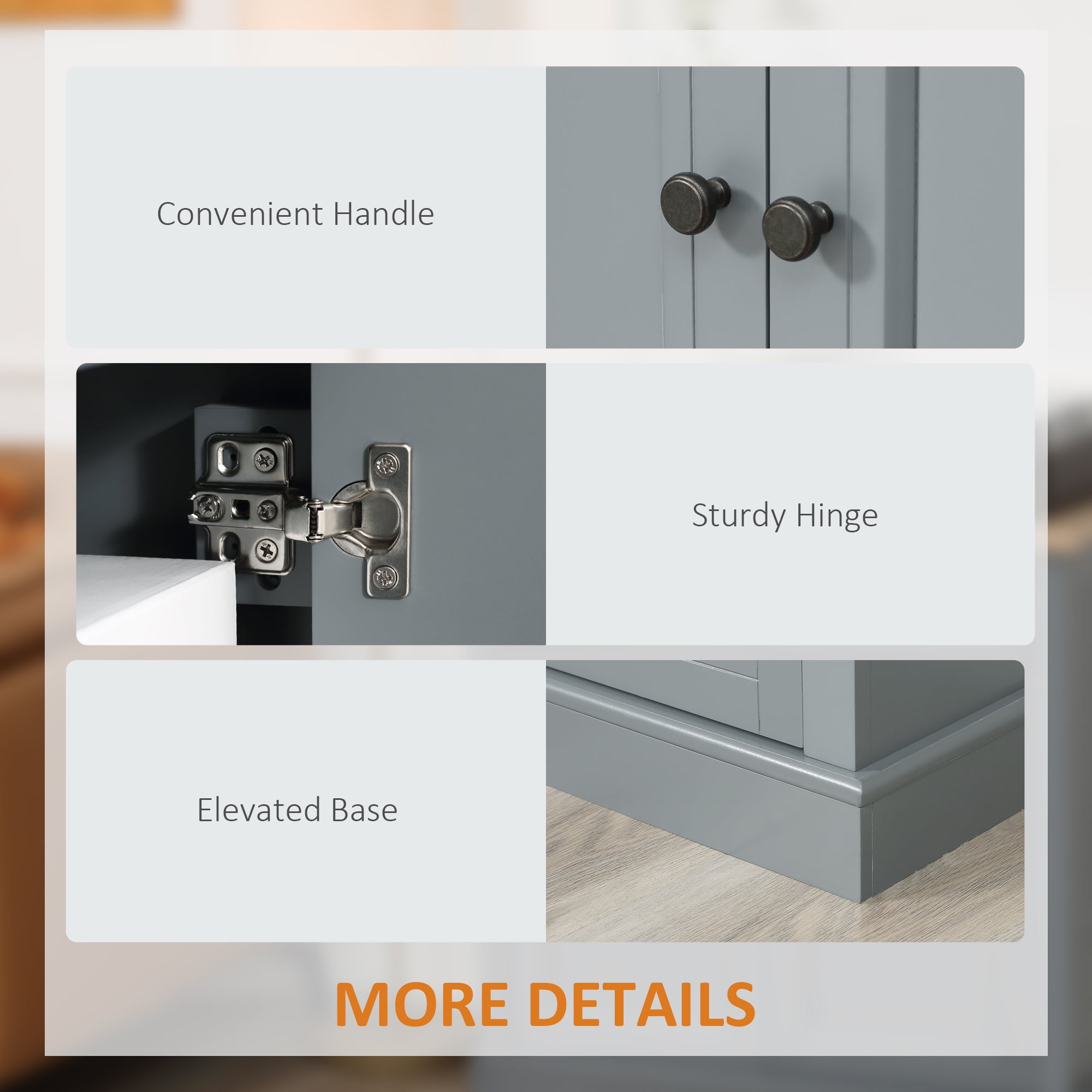 HOQBN Sideboard Buffet Cabinet, Coffee Bar Cabinet with 2 Drawers and 2 Doors for Kitchen, Living Room, Entryway, Dark Gray