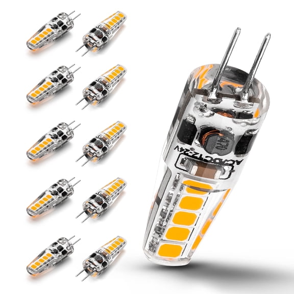 G4 LED Bulb 3 Watt Equivalent 20W-35W Halogen Bulbs 2700K Warm White 350LM AC/DC 12-24 Volt for Landscape Lighting, Under Cabinet Lighting, Chandelier Lighting, Microwave Lighting,10 Pack