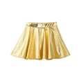 thumbnail image 3 of JanJean Girls Metallic Skater Skirt Athletic Shiny Holographic Flared Pleated Dance A-Line Mini Skort Gold 12, 3 of 7