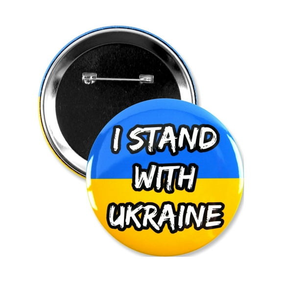 10 Pack - I Stand With Ukraine Pinback Button Badges - 3 Inch