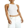 thumbnail image 4 of Women‘s Autumn Slim Vest  Solid Color Knitting Ribbed Irregular Backless Cropped Tank Tops, 4 of 7