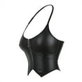 thumbnail image 3 of Srogem Women's Spaghetti Straps PU Leather Bustier Crop Top Zipper Front Corset Halter Neck Tube Tops Sexy Shaping Vests, 3 of 8
