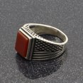 thumbnail image 3 of Silver Handmade Ring 925k Sterling Silver Red Rectangle Shape Carnelian GemStone Ring Men's Ring with Round Stones Outstanding Gift KCR024, 3 of 7