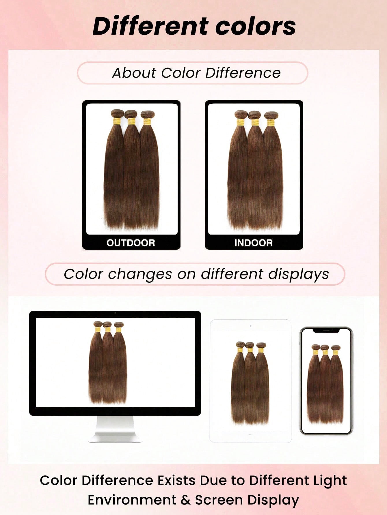 ChicRosa Light Yaki Straight 4# Brown Human Hair Bundles, 3 Pieces