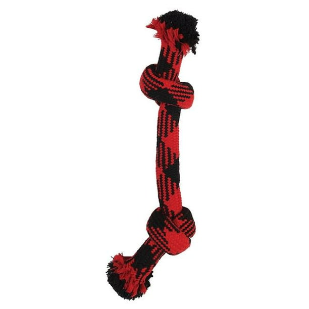 muttnation 31851 plaid rope dog toy, red small