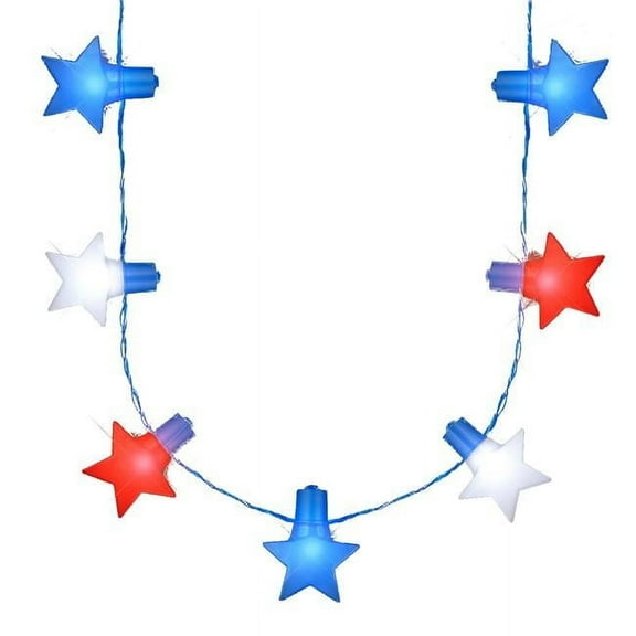 Blinkee JSRWBLSLN Jumbo Stars Red, White & Blue LED String Lights Necklace for 4th of July