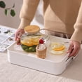 thumbnail image 3 of White Serving Tray with Handles Stackable Rectangle Plastic Serving Platter, 3 of 5