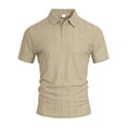 thumbnail image 4 of Men's Cotton Linen Polo Shirts Short Sleeve Mens Golf Shirts Casual Button Down Shirts, 4 of 6