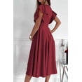 thumbnail image 3 of Women’s Summer Elegant V Neck Ruffle Sleeve Midi Dress, Classy Fit and Flared Cocktail Wedding Guest Dress, 3 of 11