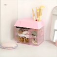 thumbnail image 4 of Caja de Almacenamiento de Escritorio Transparente, Portabolígrafos con Diseño de Casa Pequeña, Organizador de Cosméticos con Cajón para Estudiantes y Uso Doméstico., 4 of 5