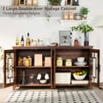 thumbnail image 6 of Joaxswe 63" Farmhouse Kitchen Buffet Storage Cabinet, 4-Doors Wood Sideboard Credenza with Adjustable Shelves, Brown, 6 of 9