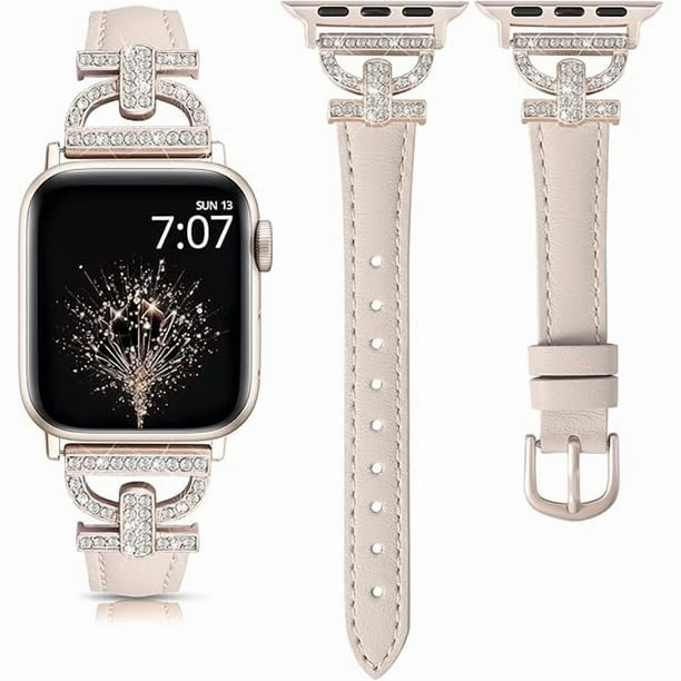 wonima02 Leather Band Compatible with Apple Watch Band Women 38/40/41/42/44/45/46/49mm Dressy Slim Thin Strap D-Shaped Diamond Metal Buckle Bracelet for iWatch Series 11 10 9 8 7 6 5 4 SE/Ultra 3 2 1