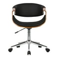 thumbnail image 3 of Armen Living Geneva Mid-Century Office Chair in Chrome finish with Black Faux Leather and Walnut Veneer Arms, 3 of 7
