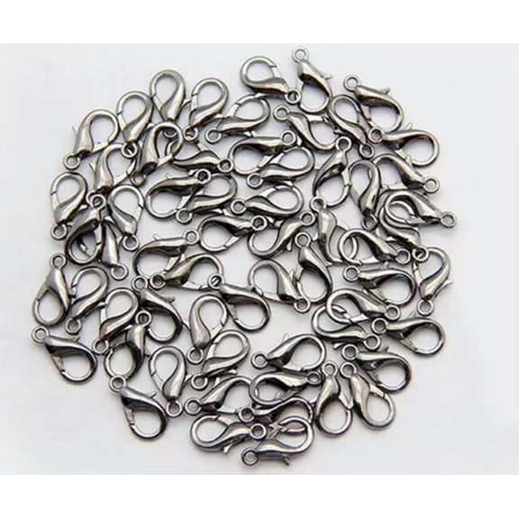 U8MO 50PCS Lobster Claw Clasps Hooks Gold/Silver/Bronze/Black 10/12/14/16/18/21mm-Gun Black-23x12mm