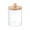 Clear, variant on LanChuBo 10oz Clear Plastic Organizer Jar with Bamboo Lid, Cotton Swabs, Toothpicks, Cotton Pads, Dental Floss Storage Jars for Countertop, Vanity or Medicine Cabinet