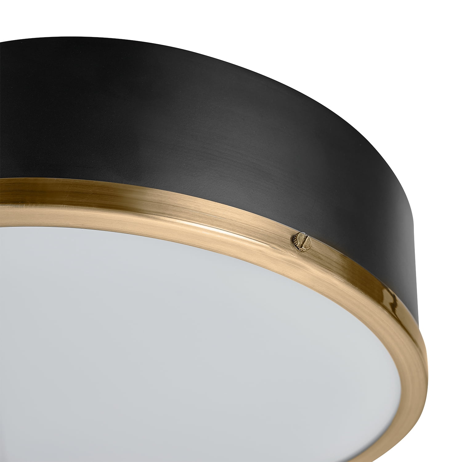 Better Homes & Gardens Irving Park 2-Light Flush Mount, Matte Black with Burnished Brass Accents, Frosted Glass Shade, LED Bulbs Included