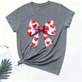 thumbnail image 4 of Zwiiyzr Womens Short Sleeve Round Neck T-Shirt with Bow Detail Romantic Love Print Casual Dressy Top Soft Comfortable For Summer Date Gray, 4 of 7