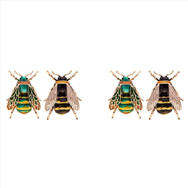 4X Broches de Esmalte Insecto Animal Natural de Moda Pin de Aleación de Abeja Joyas Vintage para Mujer, Abeja