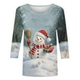 thumbnail image 5 of Elvqul Womens Tops Plus Size Christmas Shirts Holiday 3/4 Sleeve Print Tops for Women Oversized, 5 of 5
