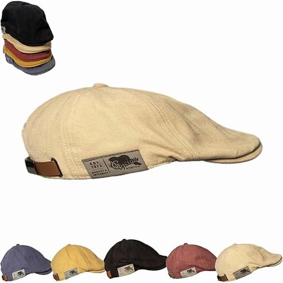 Vintage Street Beret: Adjustable Flat Design, Timelessly Stylish Unisex Headwear（Beige 1 PCS）