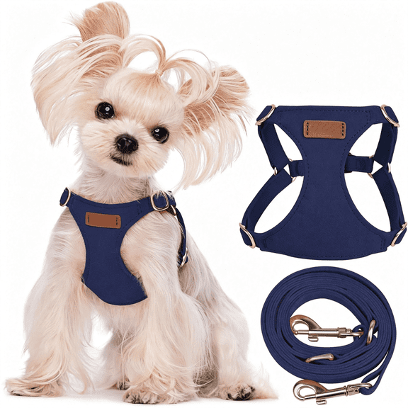GASTROPOD Xxs Puppy Harness with Multifunction Dog Leash,Soft Adjustable No Choke Escape Proof Pet Harness Vest,Navy,Xxs Soft Adjustable Puppy Harness for Small Dogs