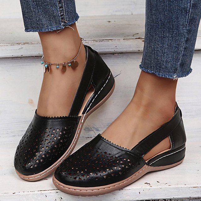 Women's Hollow Out Casual Shoes Solid Round Head Comfortable Platform Sandals Shoes