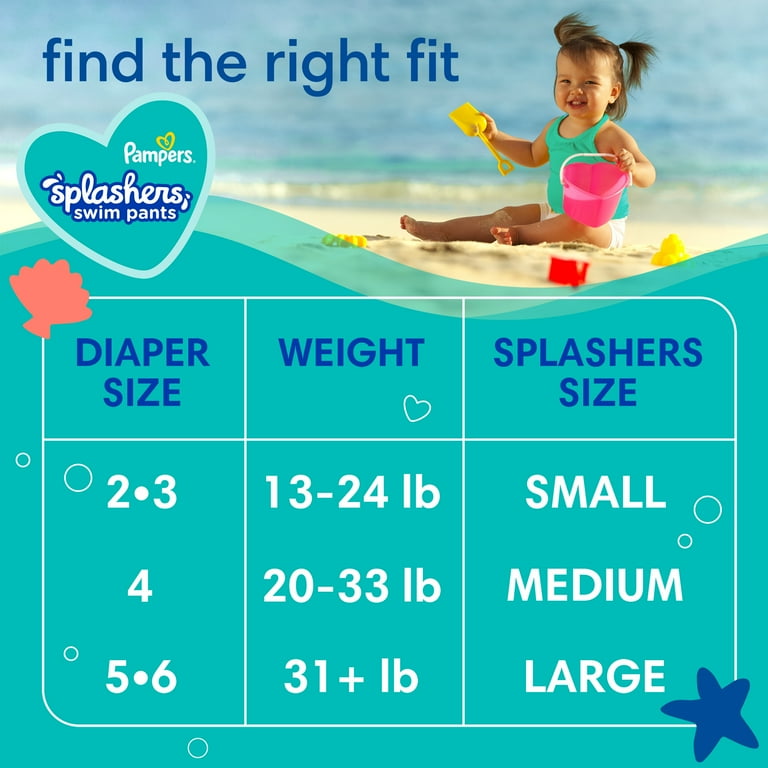 Pampers Splashers Swim Diapers Size M 18 Count 