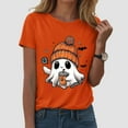 thumbnail image 2 of Kogui Halloween Shirts for Women Funny Halloween T Shirts for Women Graphic Tees Vintage Cute Ghost Spider Boo to You Letter Print Tee Holiday Tops (Orange,M), 2 of 5