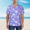 thumbnail image 2 of Honeii Blue Skull Daisy Print Men’s Hawaiian Shirt,Classic Button-Down Short Sleeve Shirt, for Beach, Vacation, and Outdoor Activities,X-Large, 2 of 7