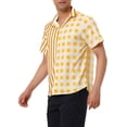 thumbnail image 4 of MODA NOVA Big & Tall Men's Striped Printed Plaid Shirt Short Sleeve Yellow White LT, 4 of 5
