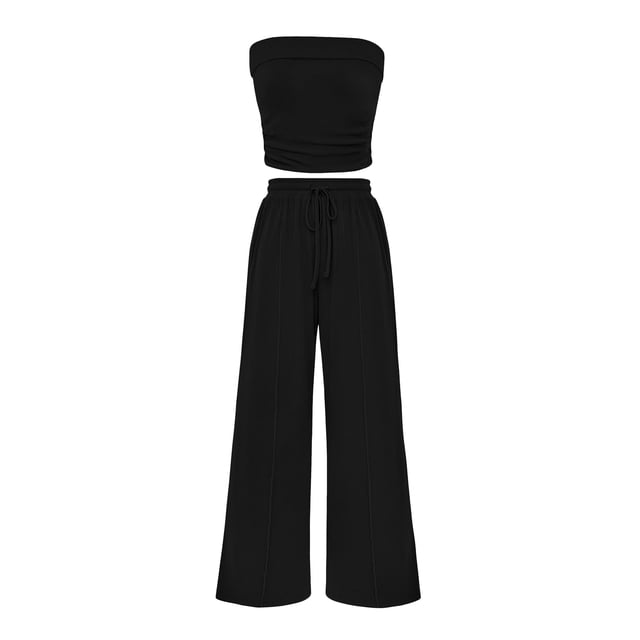 Conjunto Coordinado PRETTYGARDEN Negro de Punto Acanalado XXL