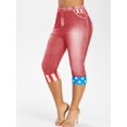 thumbnail image 1 of Más el tamaño de la bandera americana Imprimir recortada Jeggings 3D Rosegal Leggings de talla grande, 1 of 5