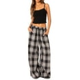 thumbnail image 2 of Yunliwuli Women's Casual Trousers Classic Plaid Print Elastic Waist Loose Wide Leg Pants Lounge Pants, 2 of 6