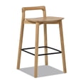 thumbnail image 4 of Modern Minimalist Natural Blonde Ash Wood Counter Stool with Iron Footrest, 4 of 8