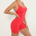 thumbnail image 6 of Spandex Bodysuit Romper for Women Shorts Workout Yoga Fitness Outfit Criss Cross Backless Sleeveless Jumpsuits (S, Red 01), 6 of 7