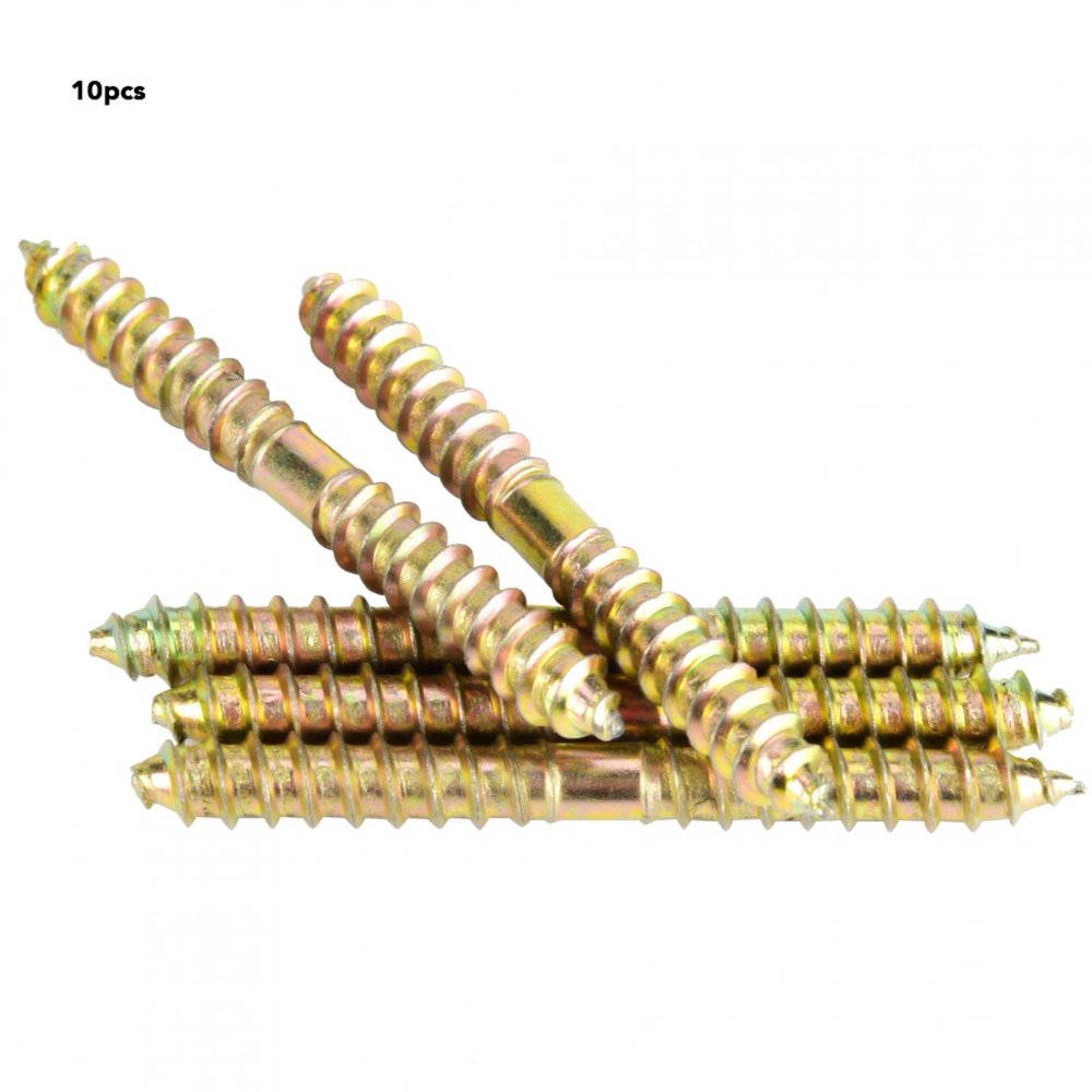 ANGGREK 10Pcs Zinc Plating Dowel Screw, Double Sided Iron Screw, Dowel