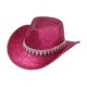 thumbnail image 2 of Sombrero de vaquero con diseño vintage, sombrero de jazz con purpurina para cosplay, bodas y vacaciones. Rojo rosa, 2 of 9