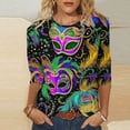 thumbnail image 1 of TaTaai Women's 3/4 Sleeve Carnival Printed Blouse, Round Neck Casual Top, Soft Fabric for Daily Home Work Casual Occasions Gift, 1 of 5