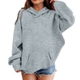 thumbnail image 2 of Wilark Girls Oversized Hoodies Sweatshirts with Pockets Long Sleeve Pullover Fleece Warm Casual Kids Fall Winter Tops Gray 12, 2 of 6