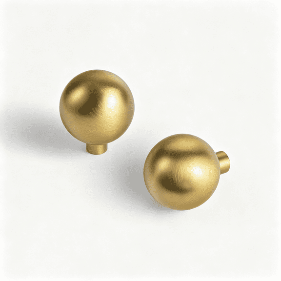 RAIRSKY Inch(25mm) Diamenter Brushed Brass Cabinet Knobs, Zinc Alloy Minimalist Style Drawer Knobs for Dresser,Wardrobe,Cupboard, 6 Pack