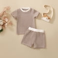 thumbnail image 2 of NIEWTR Toddler Girl Clothes 2Pcs Sets Short T-Shirt Tops Shorts Outfit Set Summer Outfits Set Cute Infant Outfits 12 18 24 M 1t 2t 3t 4t（Khaki,2-3 Years), 2 of 4